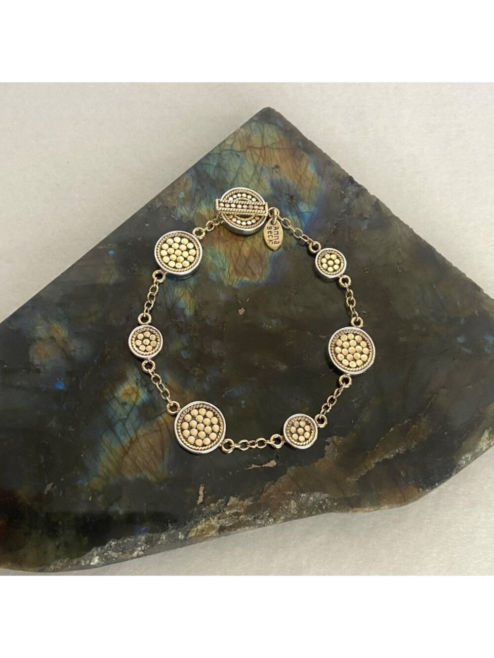 Anna Beck 18K Gold Plated Sterling Silver Bali Classic Disc Station Bracelet 7"